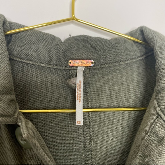 Free People Gia Long Sleeve Coverall Jumpsuit Military Army Green Size XS - Picture 5 of 14